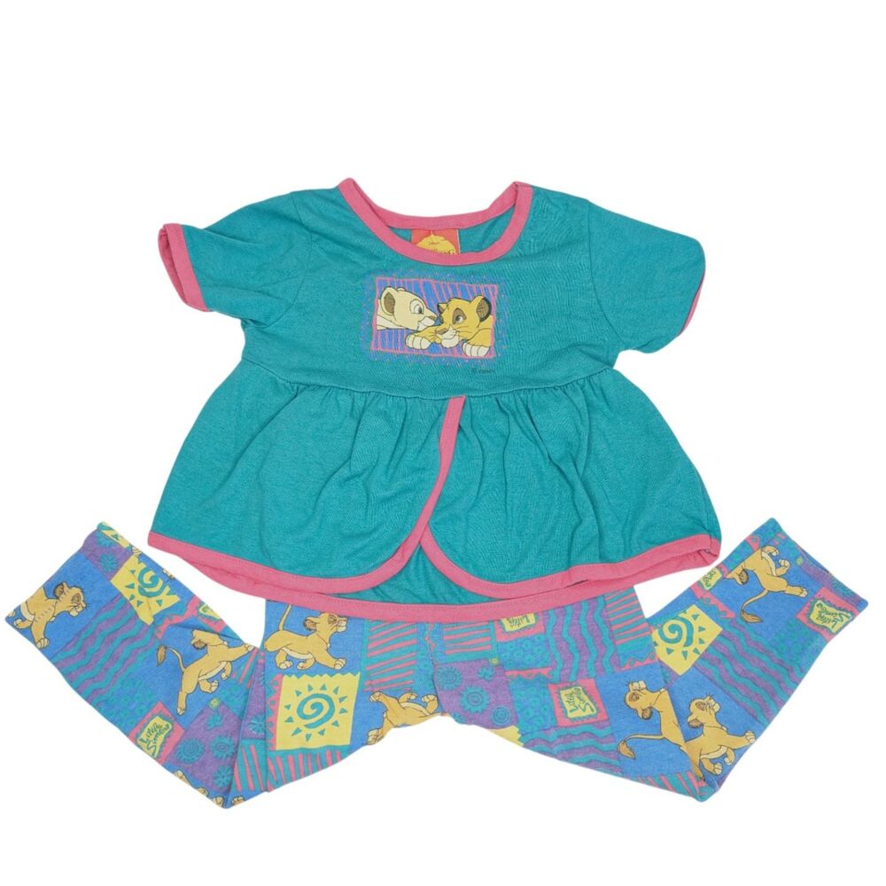 Vintage RARE 90's Disney Lion King Girls Shirt Pants Set Sz 3T Little Simba Fair